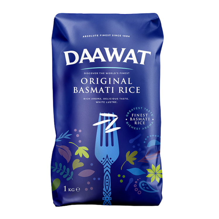 Daawat Basmati Original Rice 1kg (Blue Bag)