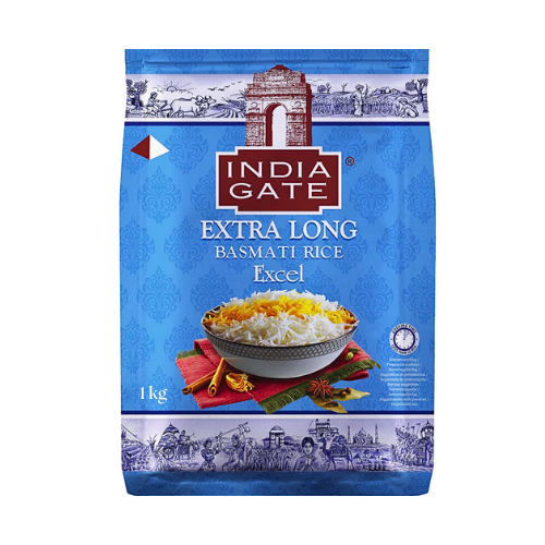 India Gate Extra Long Basmati Rice Excel 1kg